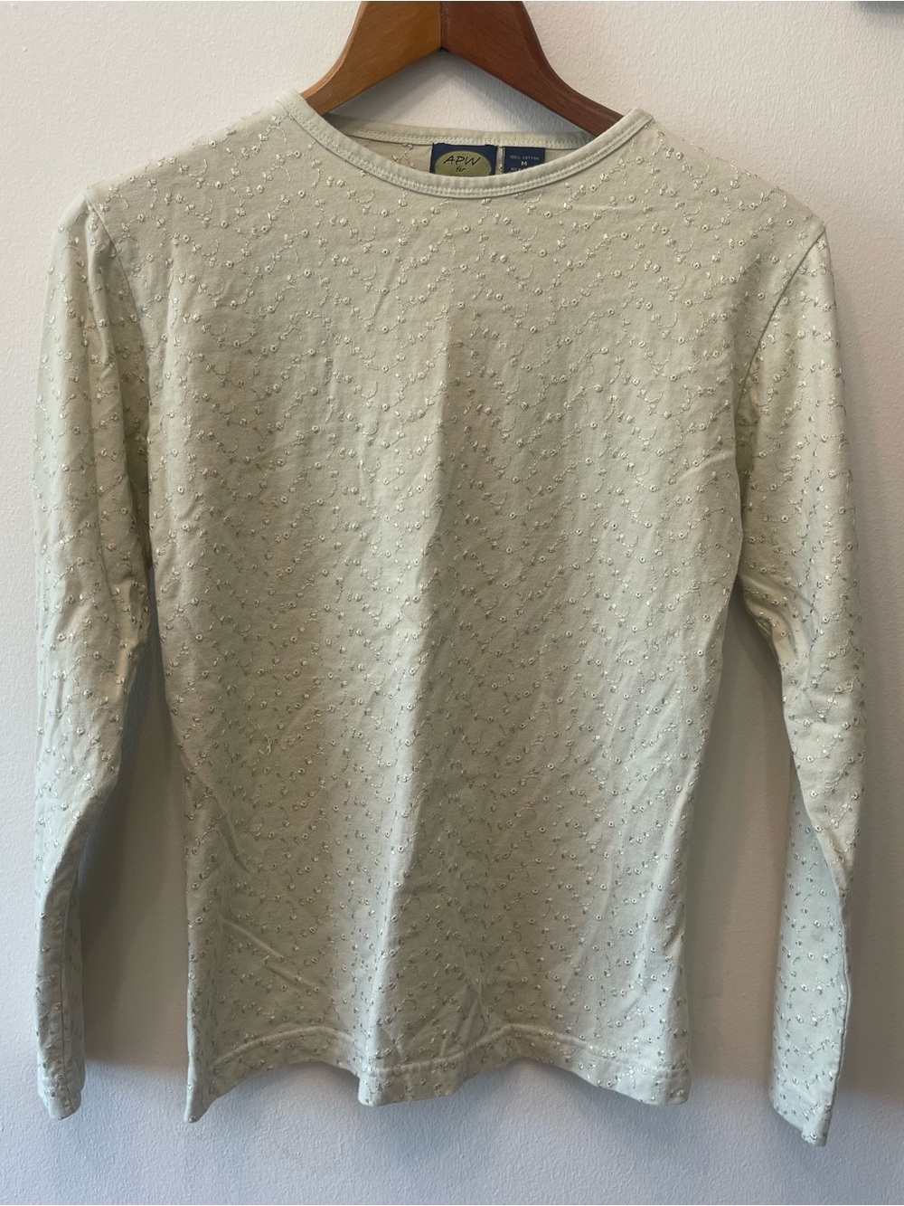 90s Beige Cotton Embroidered APW for Women Tee M